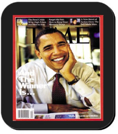 Barack Obama And the Winner Is Black Art Mouse Pad